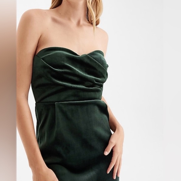 Express Velvet Sweetheart Neckline Strapless Midi Sheath Dress | Size: M #790925 - Picture 4 of 15